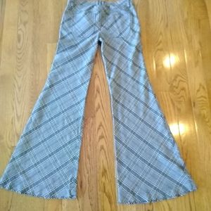 Free People plaid retro wide flare bell dress pants 4